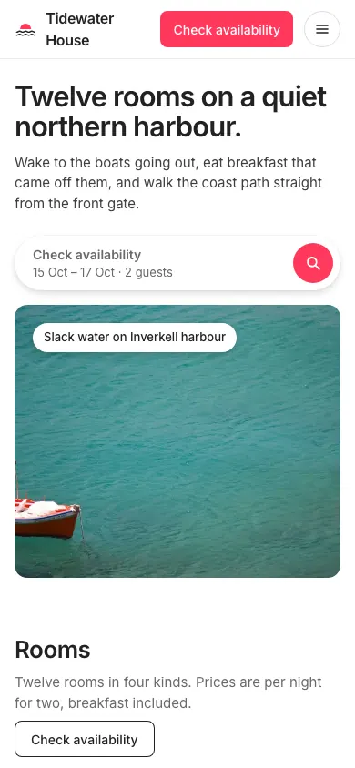 The same page on a phone.